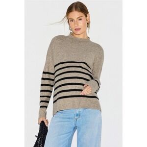 Ripe Gerrie Nursing Knit Sweater Oatmeal Black Striped Maternity